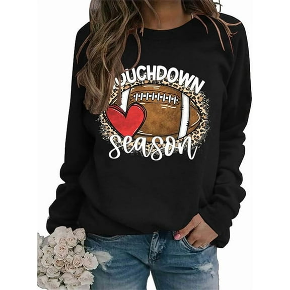 game day sweatshirt, Women's Football Game Day Sweatshirts Long Sleeve Neck Pullover