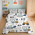 thumbnail image 1 of Car Comforter Set Construction Bedding Set for Boys Kids Trucks Comforter Cartoon Car Excavator Tractor White Yellow 3Pcs Full, 1 of 6