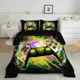 thumbnail image 1 of Gaming Comforter Set Twin Size for Boys Kids Teens Game Video Gamer Quilt Set Bedroom Decor Gamepad Bedding Set Yellow 3 Pieces, 1 of 4