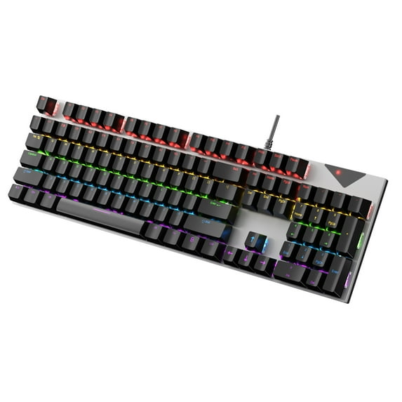 Behome Gaming Keyboard, USB Wired Computer Keyboard, 18-Zone RGB Illumination, 104 Keys Wired Mechanical Feeling Keyboard with Multimedia Keys, Compatible with PC, Mac