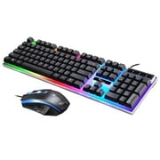 Gaming Keyboard and Mouse Combo, LED Rainbow Backlit Keyboard with 104 Key Computer PC Gaming Keyboard for PC/Laptop Black