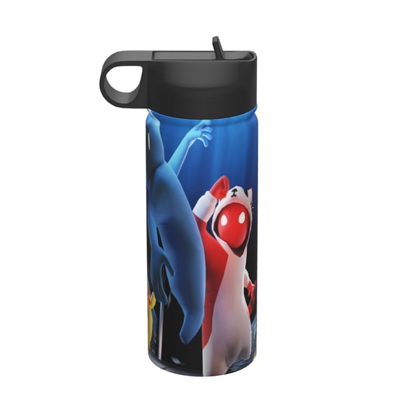 gang beast Kids Insulated Water Bottle With Straw - 18 Oz Stainless Steel Double Wall Vacuum Cup, Leakproof, Bpa Free, Suitable For Boys And Girls