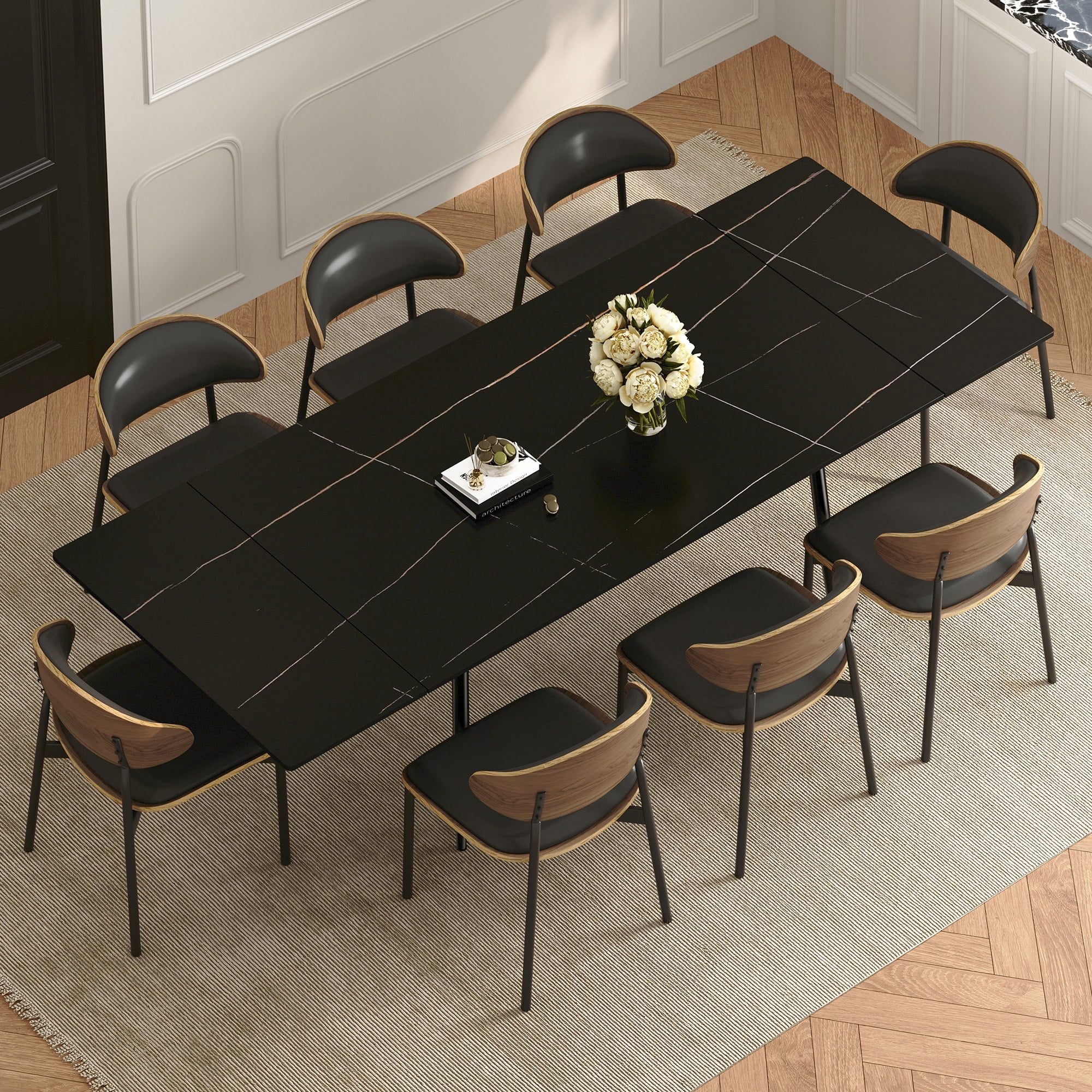 gaoyangjiaju 62.9"-94.4" Modern Extendable Dining Table for 6 to 10 ...