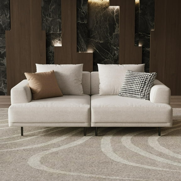 gaoyangjiaju Cream Fabric Sectional Sofa  Contemporary Upholstered Couch with Metal Legs for Living Room (66.1inch-2Seats)