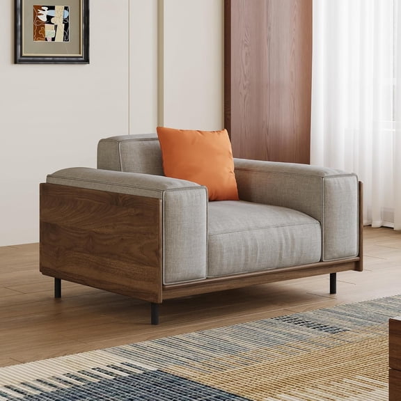 gaoyangjiaju Modern 82.67" Fabric Sofa with Solid Wood Frame & High-Density Foam Cushions, Easy Assembly Couch for Living Room or Office (40.94" Armchair Option Available)