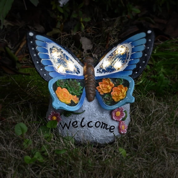 -garden Statue Butterfly Decor-solar Outdoor Light-butterfly Figurine Decoration For Patio Balcony Yard Lawn Ornament Garden Gift Women Mom