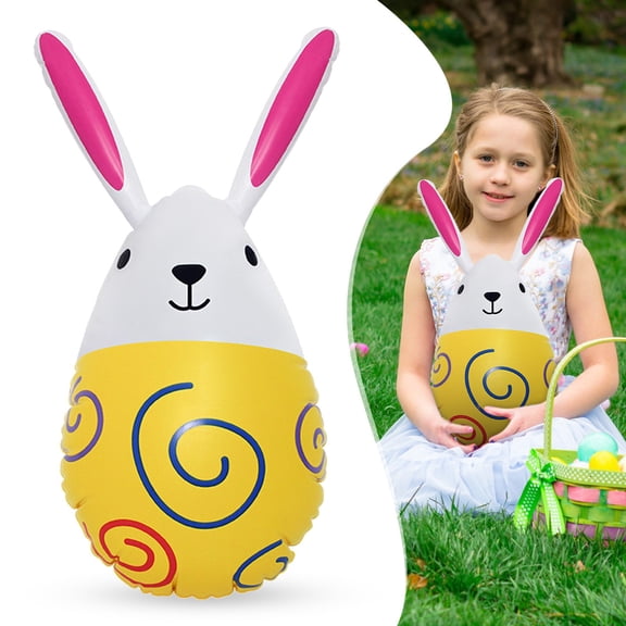 garden decor for easter 2026 Easter Inflatable Bunny Egg Decoration 15.7in Easter Egg Yard Decor Colorful Easter Outdoor Ornament & Toy 1pc