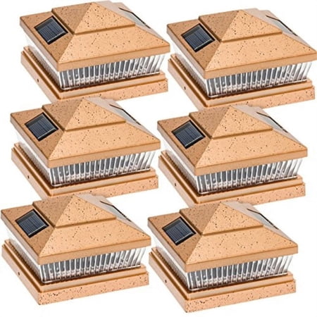 garden sun light solar 5 led post cap light for 6 x 6 pvc posts w/ 5 x 5 adapter 6 pack