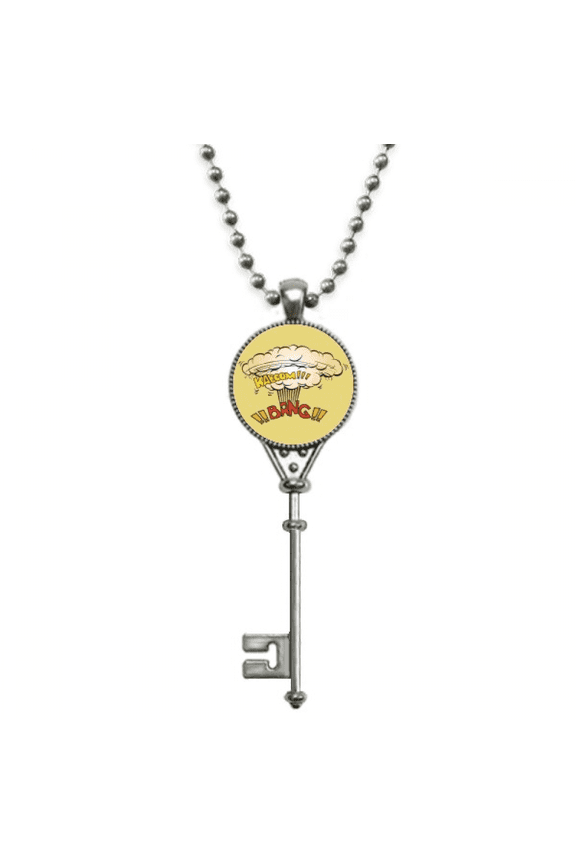 gas bang boom cloud art deco fashion pendant vintage necklsilver key jewelry