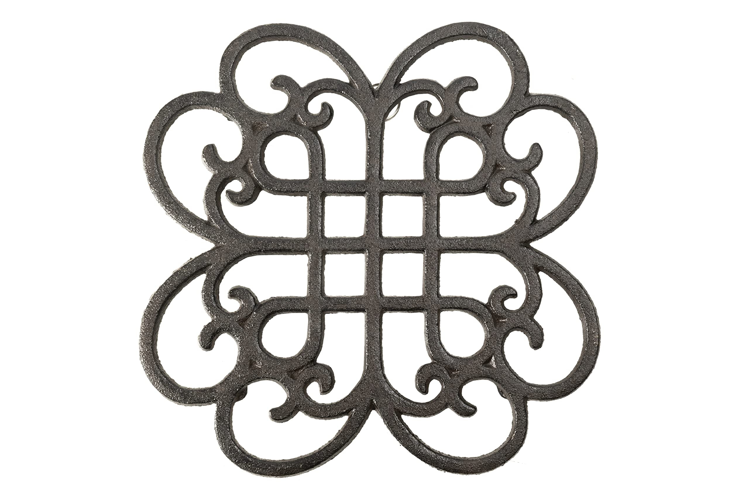 Brown Cast Iron Trivet with Classic Design and Rubber Feet