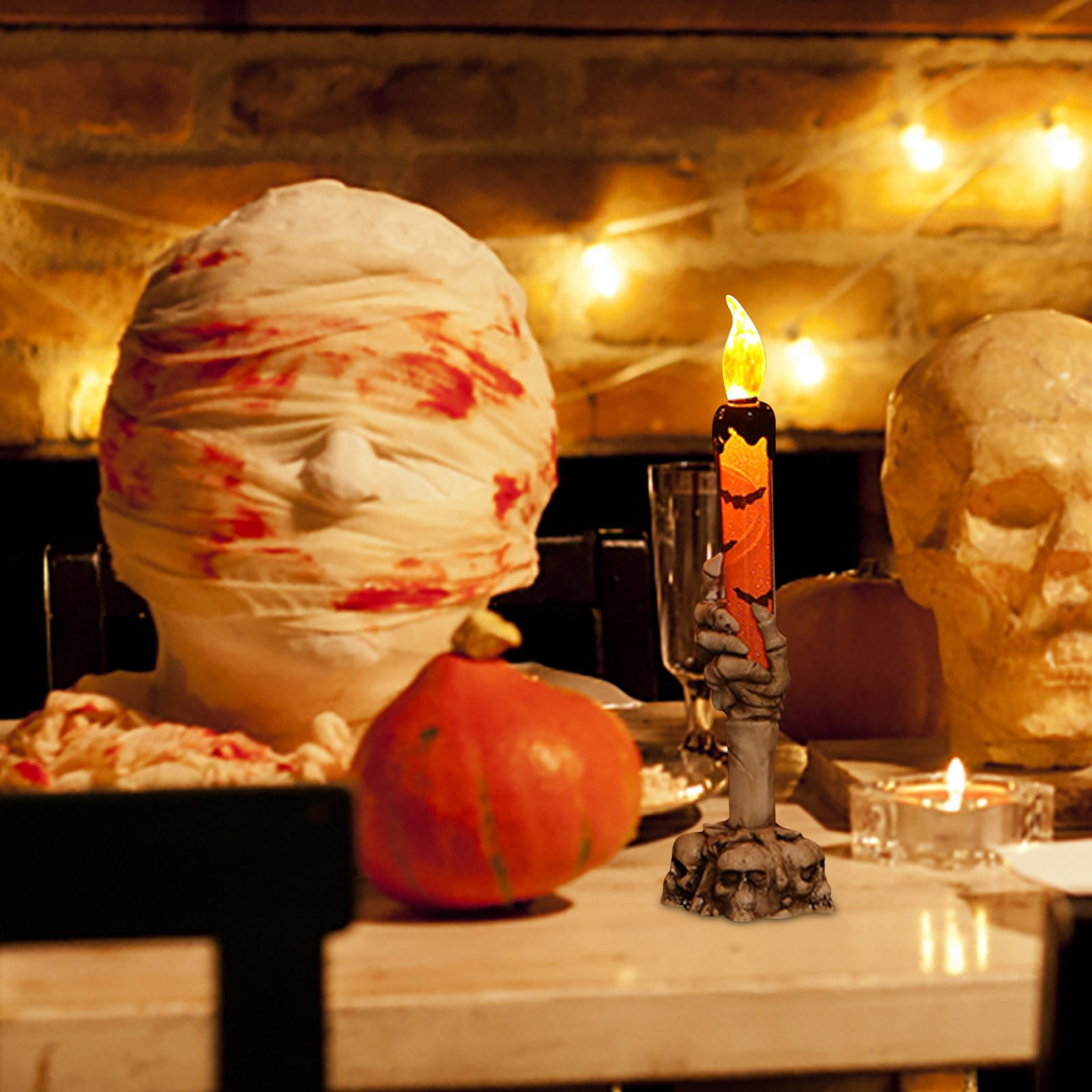 gbifzutdjp Candles Skeleton Hand Flameless Candle Lamp Halloween Candle