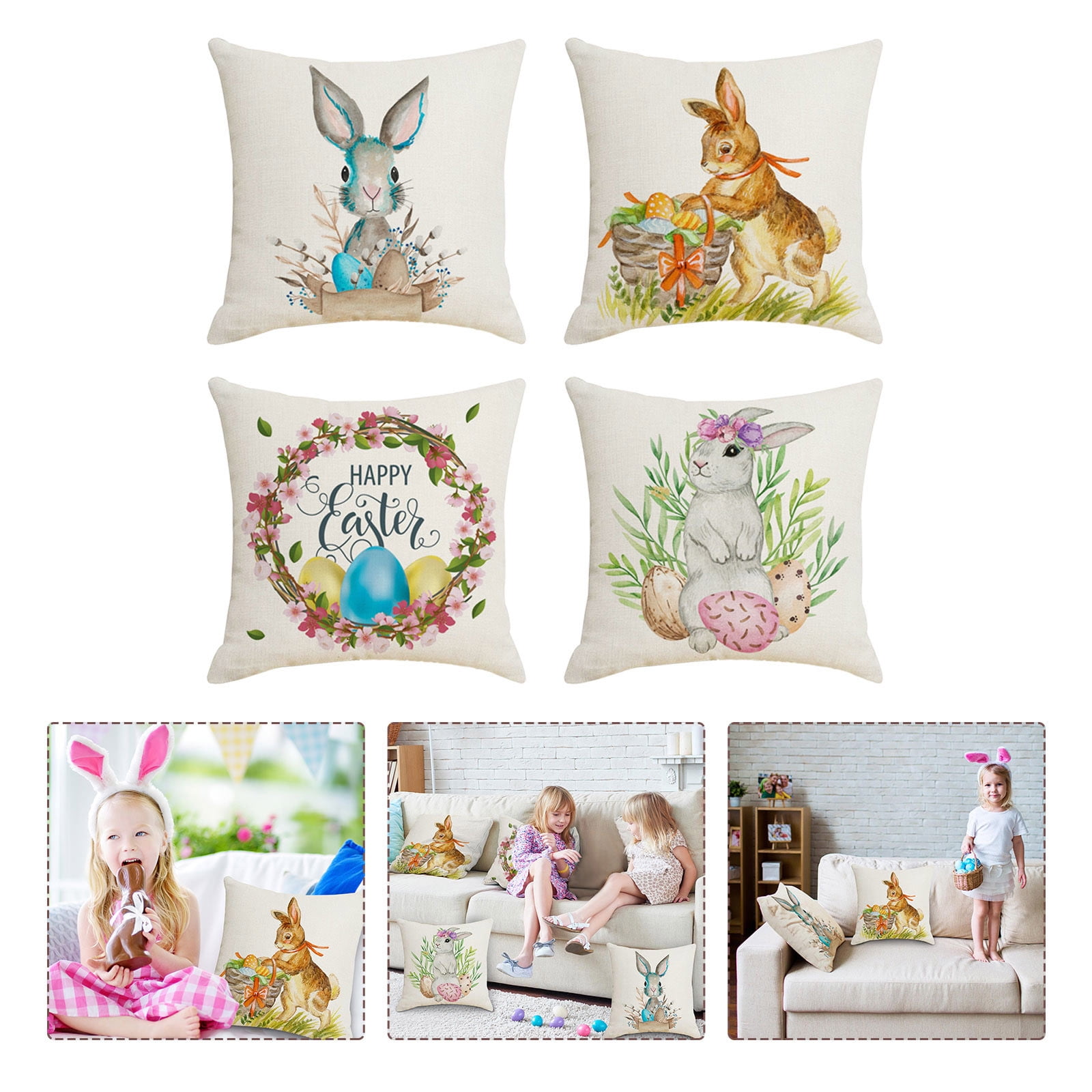 gbifzutdjp Pillow Covers Easter Linen Hugging Pillow Case Santa Pillow