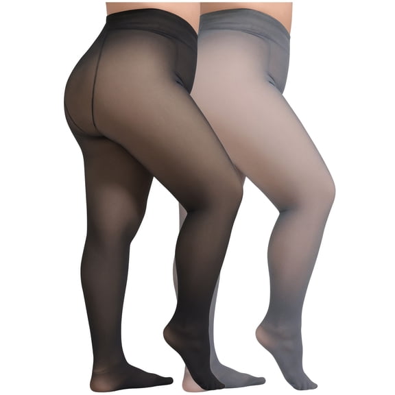 gbyLJF 2 Pairs Women's Plus Size Tights Solid Color Thermal Tights Leggings Pantyhose