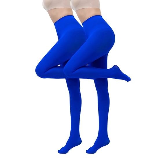gbyLJF 2PC Solid Color Footed Pantyhose Tights for Women Large Size High Waist Tights Soft Comfy Opaque Tights for Ladies