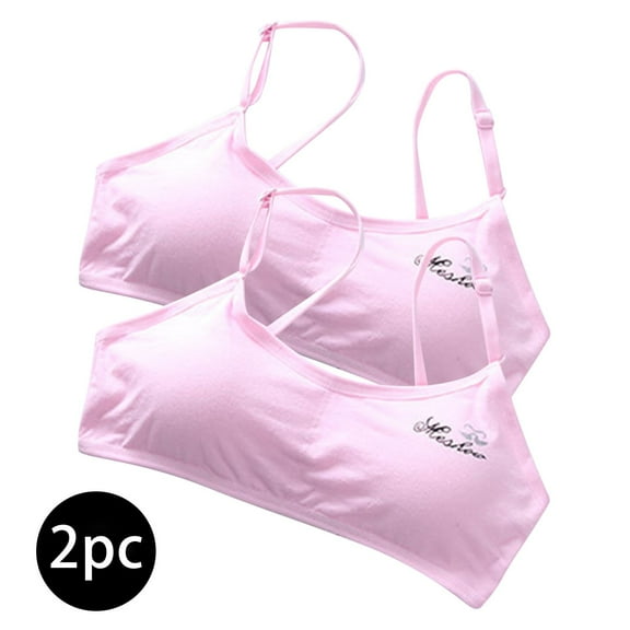 gbyLJF 2PC Training Bras for Girls Comfort Seamless Bra with Adjustable Straps Daily Bra with Removable Padding Bras