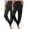 thumbnail image 1 of gbyLJF 2PC Women's Yoga Pants Elastic High Waist Long Pants Solid Color Casual Pleated Trousers with Pockets, 1 of 8