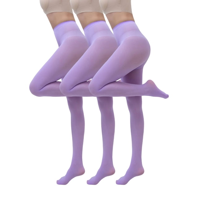 gbyLJF 3PC Women's Footed Pantyhose Tights Large Size Solid Color High Waist Tights Soft Comfy Opaque Tights for Ladies