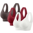 thumbnail image 1 of gbyLJF 3PC Women's Plus Size Underwear Solid Color Seamless Comfort Sports Bras Full Coverage Gathered Bras Without Underwire Daily Bras, 1 of 9