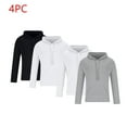 thumbnail image 1 of gbyLJF 4PC Men's Casual Hoodie Solid Color Drawstring Round Neck Pullover Top Long Sleeve Sweatshirt with Pocket Daily Sports Shirts, 1 of 7