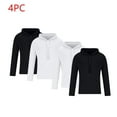 thumbnail image 1 of gbyLJF 4PC Men's Casual Hoodie Solid Color Drawstring Round Neck Pullover Top Long Sleeve Sweatshirt with Pocket Daily Sports Shirts, 1 of 8