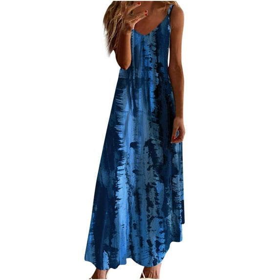 gbyLJF A Line Cocktail Dress Women Boho Wrap Dress Tunic Dress with Pockets Casual Dress Women A02_Blue L