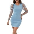 thumbnail image 1 of gbyLJF Ball Gown Puffy Dress Summer Dinner Dress Plus Size Tennis Dress Formal Floral Dress Light Blue M, 1 of 7