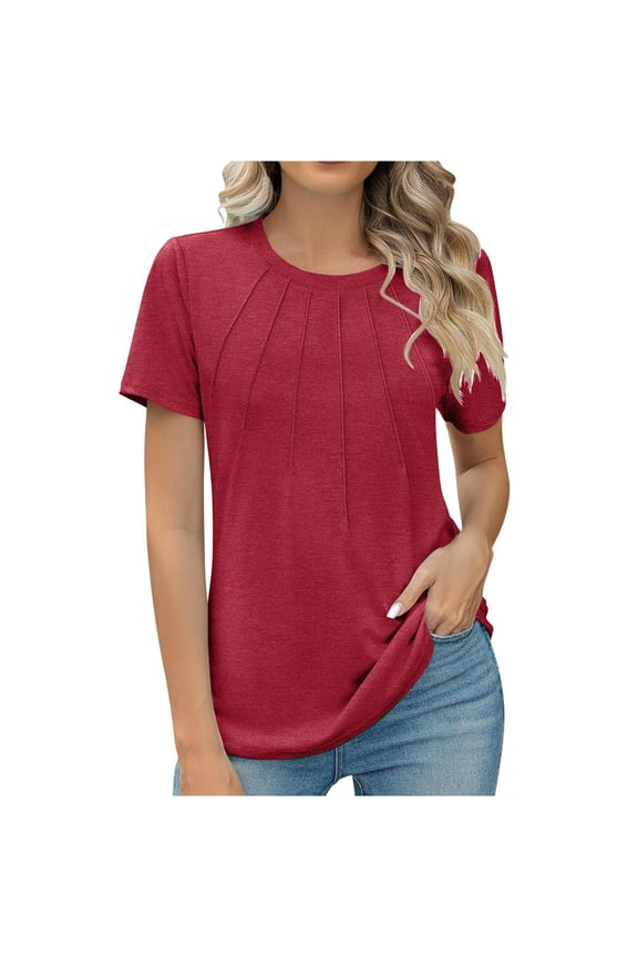 Basic Tshirts Shirts for Women Womens Red Tunic Women's Plus Size Tunic Tops Women Workout Tops Wine M