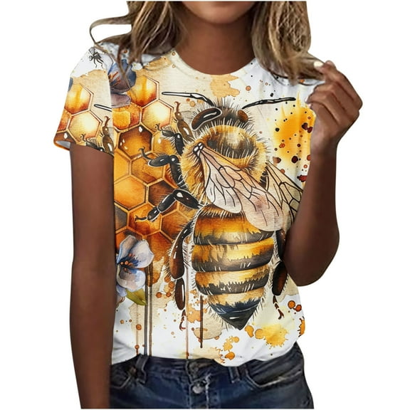 gbyLJF Blouses for Women Dressy Summer Tops for Women Short Sleeve Blouses for Women Casual Mom Shirts Yellow L