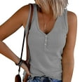 thumbnail image 1 of gbyLJF Womens Sleeveless Tshirts Snap Button Henley Tank Long Length Tank Tops for Women Lace Cropped Cami, 1 of 5