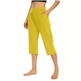 thumbnail image 1 of gbyLJF Capri Pants for Women 2024 Casual Fall High Waisted Joggers with pockets Solid Color Soft Cropped Pants Yellow S, 1 of 7
