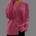 thumbnail image 1 of gbyLJF Cardigan Sweaters for Women V-neck Open Front Button Cardigans for Women Solid Color Loose 2025 Spring Fall Winter Knit Cardigan, 1 of 3