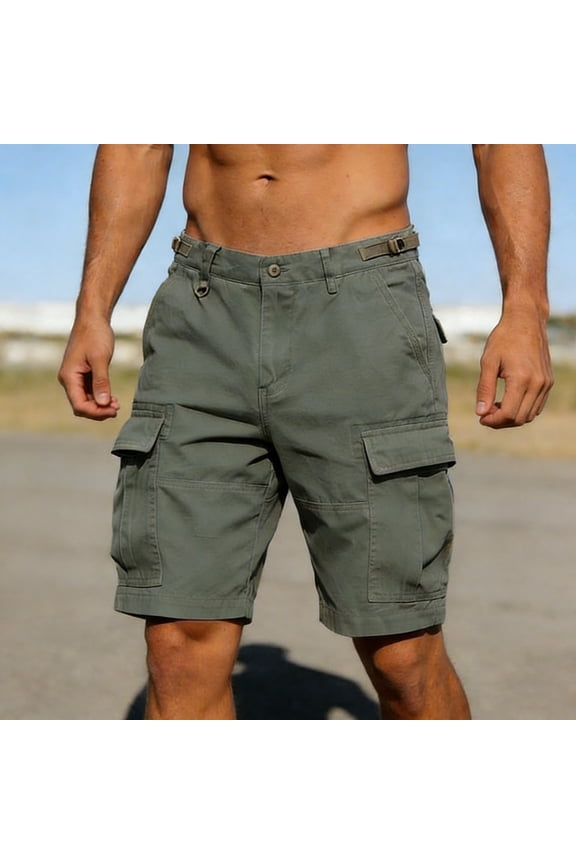 Cargo Shorts for Men Classic-Fit Solid Color Knee Length Work Shorts with Pockets Casual Trandy Summer Mens Shorts