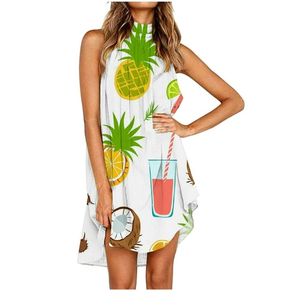 gbyLJF Chiffon Dress for Women Dress with Ruffles High Neck Summer Dress Casual Floral Dress A03_Green L