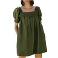 thumbnail image 1 of gbyLJF Cocktail Dress Older Woman Linen Slip Dress Floral A Line Dress for Women Frilly Dress Army Green L, 1 of 6