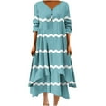 thumbnail image 1 of gbyLJF Cocktail Dress for Women Plus Causal Dress Business Casual Summer Dress Printed Dress Light Blue 3XL, 1 of 5
