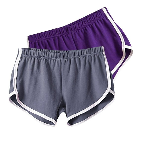 gbyLJF Cotton Yoga Shorts for Women 2 Packs Sports Shorts Soft and Comfortable Shorts Women's Summer Athletic Pants Purple M