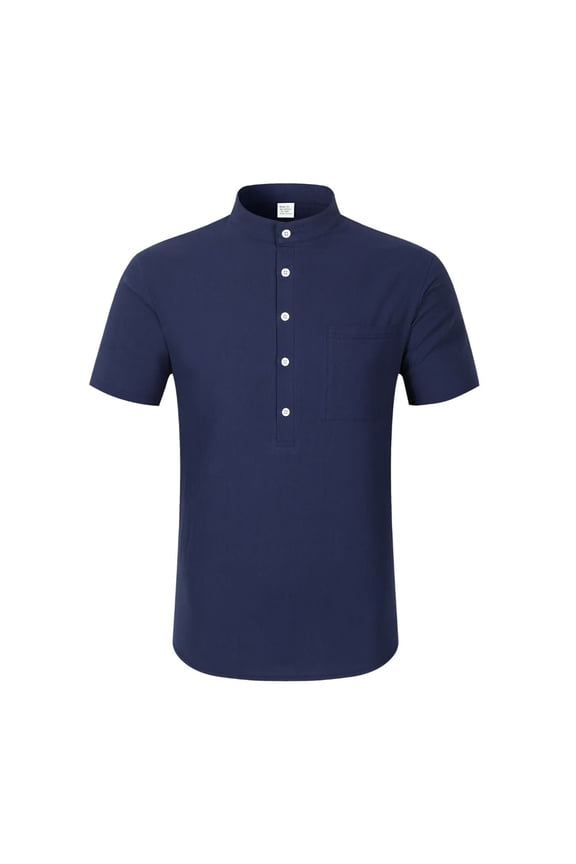 Crewneck Tee Shirts Mens Clothes Short Sleeve Casual T-shirts Button Up Pullover Summer Tops for Men