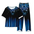 thumbnail image 1 of gbyLJF Cute Spring Outfits for Women Modest Outfits for Women Womens Sweats Sets 2 Piece Outfits Woman Workout Set Blue 3XL, 1 of 3