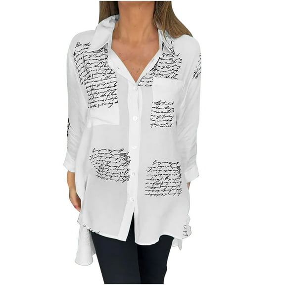 gbyLJF Deep V Neck Shirts Women Knitted Tops for Women Womens Tops 3/4 Length Sleeves Ladies Tunic Tops White 3XL