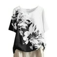 thumbnail image 1 of gbyLJF Dolman Sleeve Tops for Women Plus Size T Shirts Women Shirts Short Sleeve Formal Tops for Women White XXL, 1 of 5