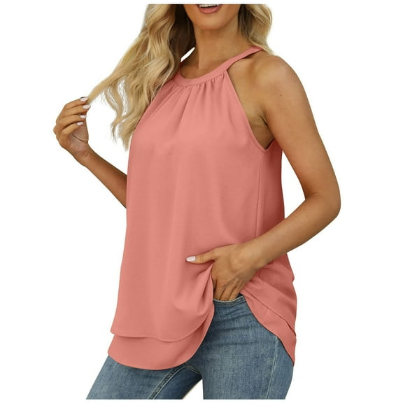 gbyLJF Double Layer Tank Tops For Women Sleeveless Tunic Sleeveless Striped Tank Tops Women Crop Tank Top