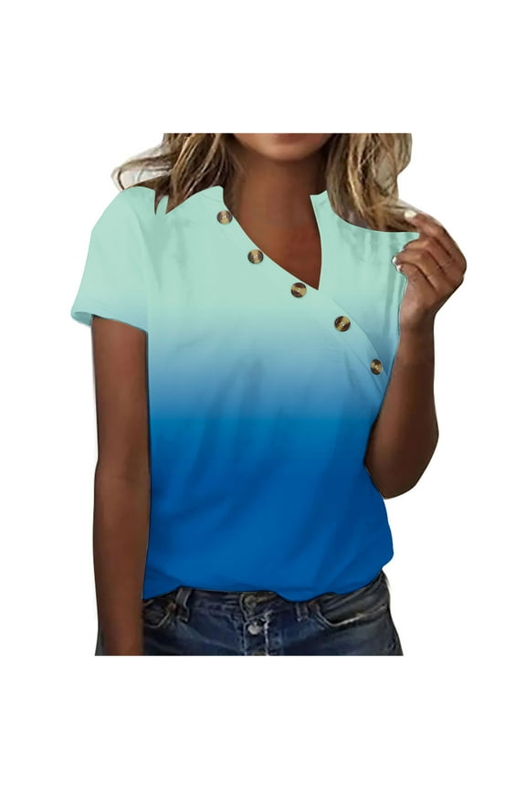 Double Lined Short Sleeve Top Nice Shirts Women Womens Short Sleeve Tops Casual Womens T Shirts Green L