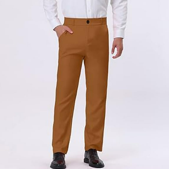gbyLJF Dress Pants for Men Lightweight Solid Color Button Trousers Casual Business Elastic Pants with Pocket
