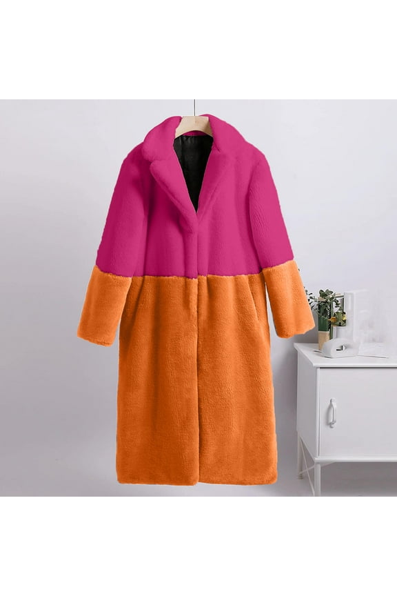 Fleece Overcoat for Women Turn Down Collar Outerwear Winter Warm Faux Fur Coat Jacket Fuzzy Loose Long Sleeve Coats