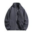 thumbnail image 1 of gbyLJF Fleece-lined Jacket for Men Solid Color Long Sleeve Zip Up Jackets Winter Thickened Outwear Coats with Pockets, 1 of 6