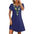 thumbnail image 1 of gbyLJF Formal Cocktail Dress Sun Dress for Women Womens Square Neck Dress Dress Floral Print A08_Navy L, 1 of 5