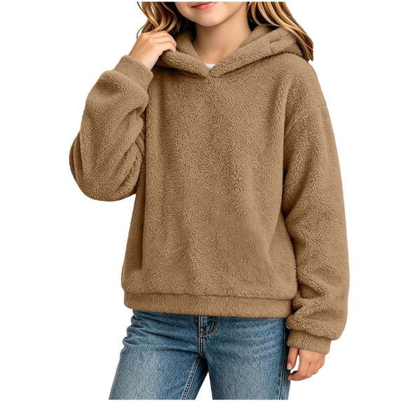 gbyLJF Girls Fuzzy Hoodies with Bear Ears Cute Sherpa Fleece Hooded Sweatshirt Youth Preppy Soft Winter Outwear