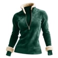 thumbnail image 1 of gbyLJF Half Zip Pullover for Women Fleece Patchwork Long Sleeve Stand-up Collar Sweater Women Fall/Winter Clothes, 1 of 7
