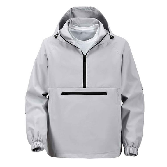 gbyLJF Half Zipper Pullover Tops for Men Loose Fit Solid Color Hoodie Round Neck Long Sleeve Hooded Windbreaker Casual Mens Sweatshirt