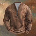 thumbnail image 1 of gbyLJF Half Zipper Round Neck Top for Men Long Sleeve Knitted Striped Pullover Sweater Casual Vintage Loose Fit Blouse, 1 of 3